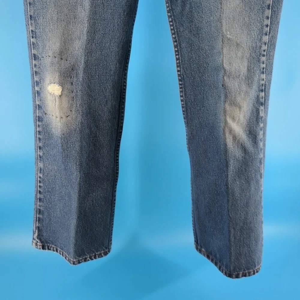 Vintage Levis 505 Orange Tab Distressed Patchwork Jeans Blue Denim 575 Stamped